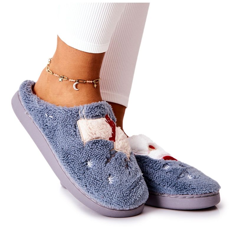 WJ1 Chaussons de Noël Père Noël et renne gris