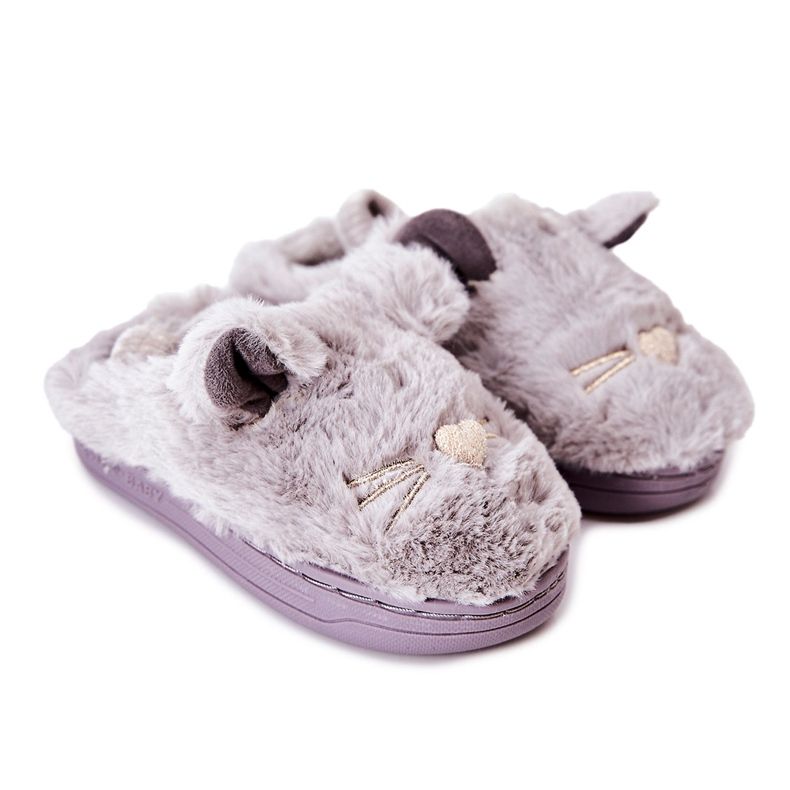 WJ1 Chaussons Enfant Chats Avec Oreilles Tammy Grises