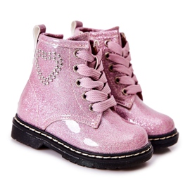 WT1 Chaussons Enfant Laqués Rose Brillant