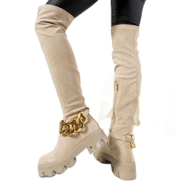 Bottines beiges à semelle épaisse Alines