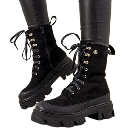 Bottines compensées noires à talons aiguilles Etylioo le noir