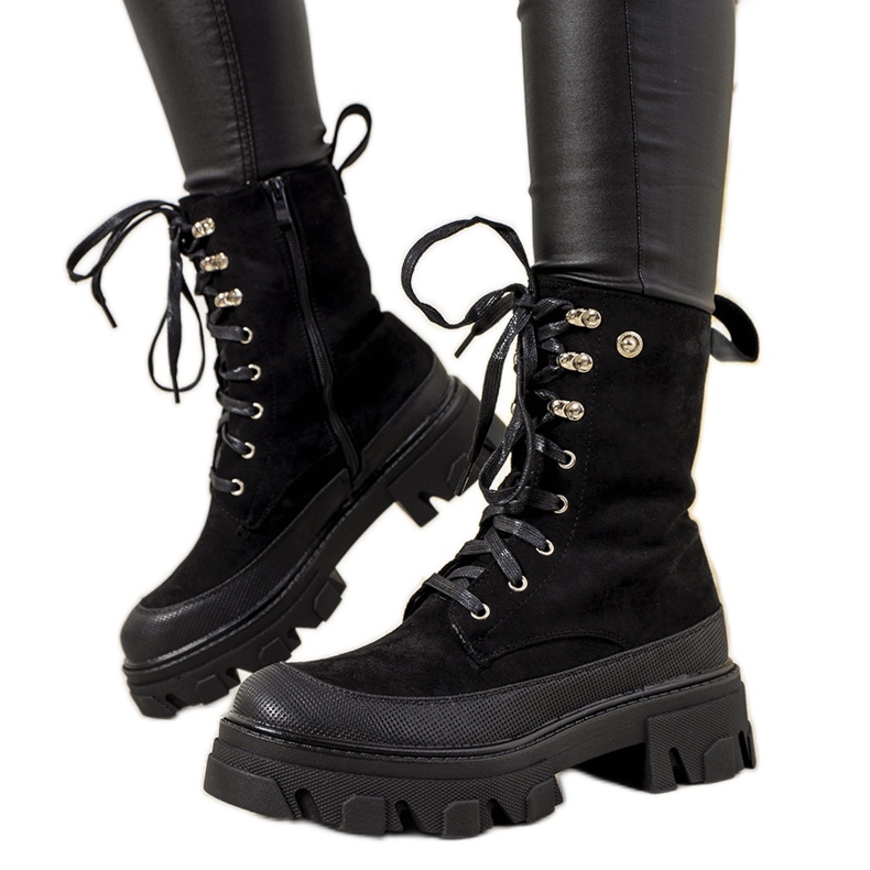 Bottines compensées noires à talons aiguilles Etylioo le noir
