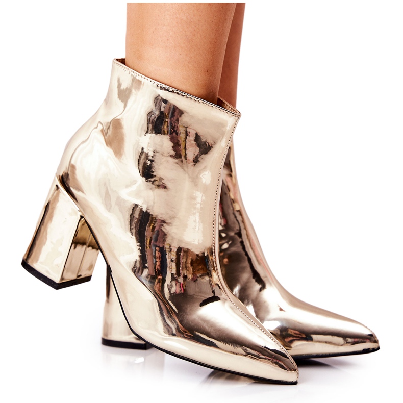 WS1 Boots femme à talon haut Mirrored Golden Ferty d'or WS1 Boots femme à talon haut Mirrored Golden Ferty d'or