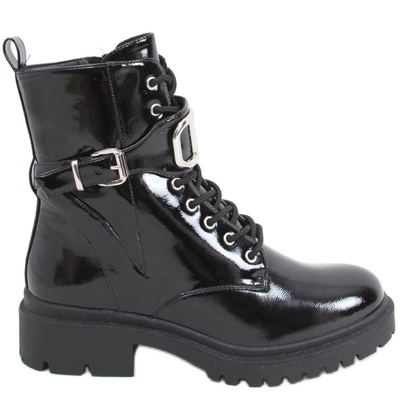 Bottines laquées Mila BREVET (NOIR) le noir