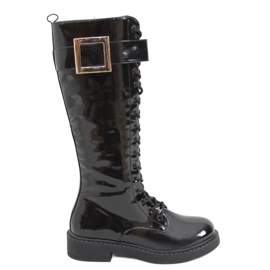 Bottines en cuir verni Beth BLACK-1 noir