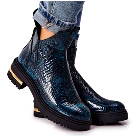 PA2 Bottes chaudes en cuir vert Tanya Crocodile