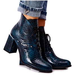 PA2 Bottes En Cuir Femme Sur Un Talon Vert Neliko