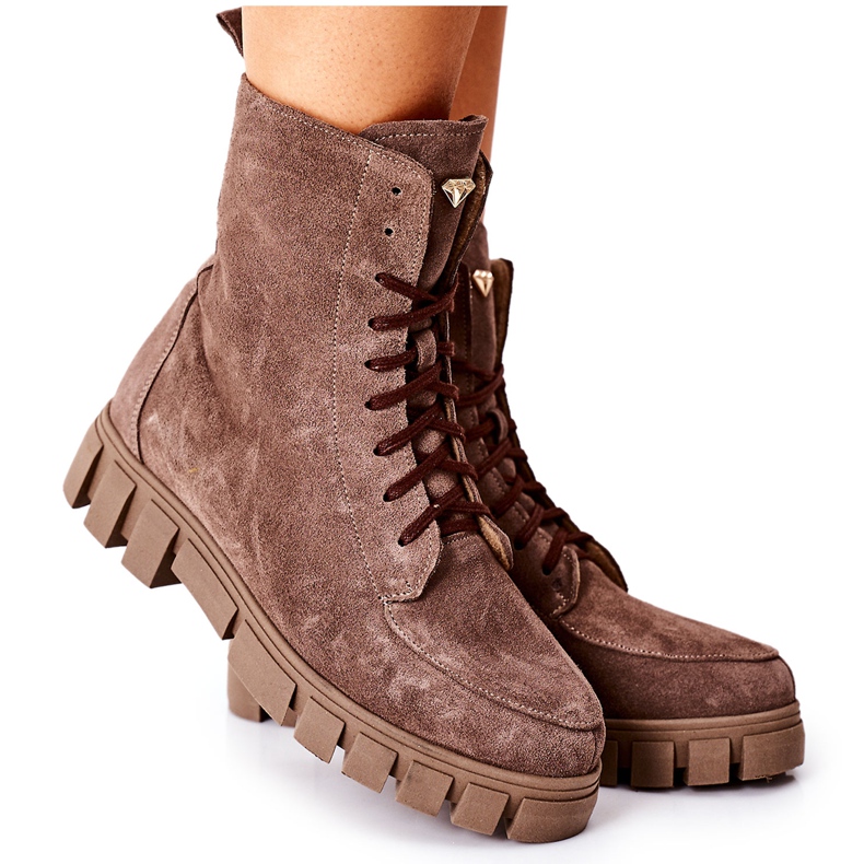 Bottes de velours en cuir pour femmes DK. Bega Nicole beige