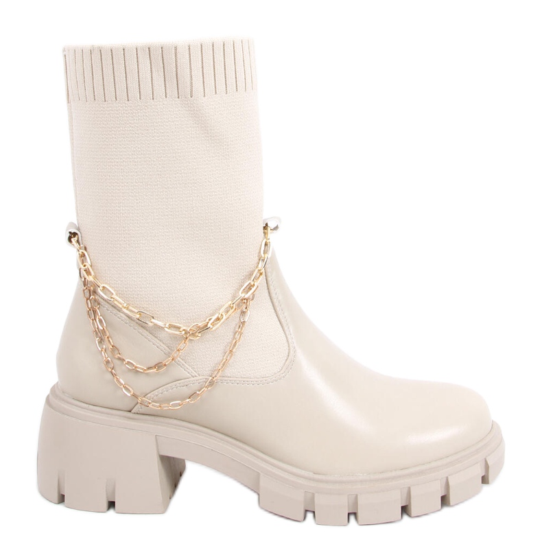 Boots à tige chaussette Grace Beige Boots à tige chaussette Grace Beige