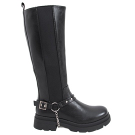 Bottes cavalières femme Yuna Black noir