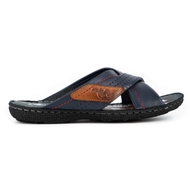 Kampol Chaussons cuir homme 216KAM bleu marine Kampol Chaussons cuir homme 216KAM bleu marine
