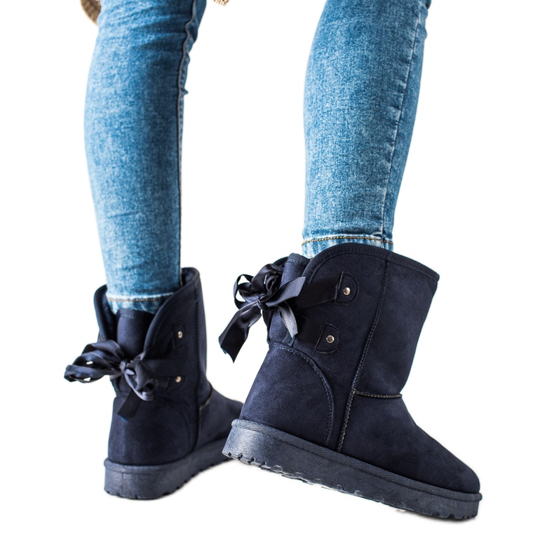 TRENDI Mukluki avec un arc bleu marin TRENDI Mukluki avec un arc bleu marin