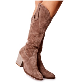PA2 Bottes de cowboy sur curseur Cappucino Merlot brun