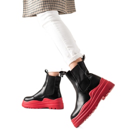 TRENDI Bottines Chelsea sur la plateforme de mode noir rouge
