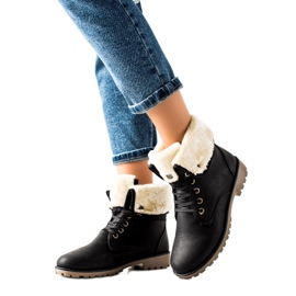 TRENDI Bottes noires à tige enroulable le noir