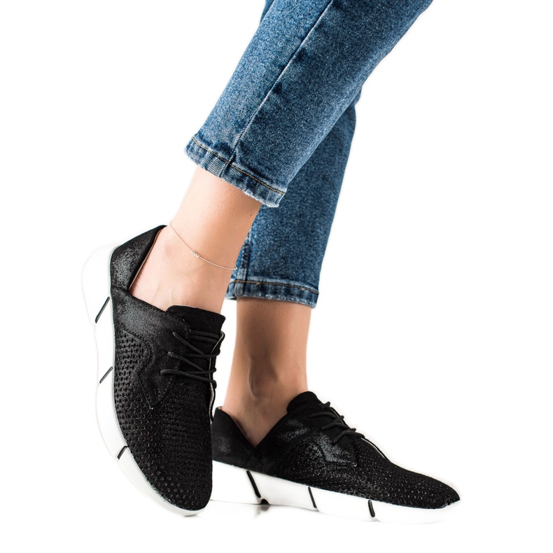 Evento Chaussures en cuir noir avec laçage le noir