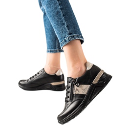 Evento Baskets en cuir avec fermeture éclair décorative beige le noir