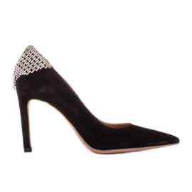 Marco Shoes Escarpins en daim avec cristaux noir