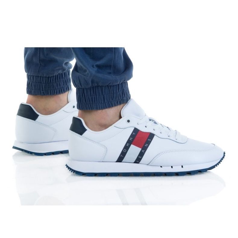 Tommy Hilfiger Tommy Jeans Cuir Ybr M EMOEM00989 chaussures blanche rouge bleu marin