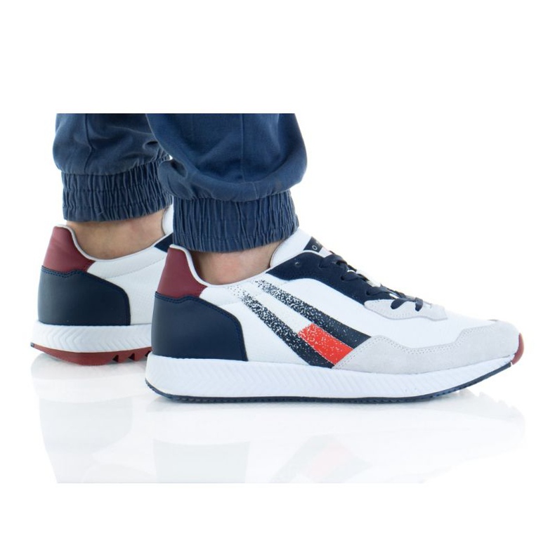 Tommy Hilfiger Track Cleat Mix Runner M EMOEMO0872 Ogy chaussures blanche rouge bleu marin
