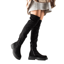 Sixth Sense Cuissardes en daim sur la plateforme noir