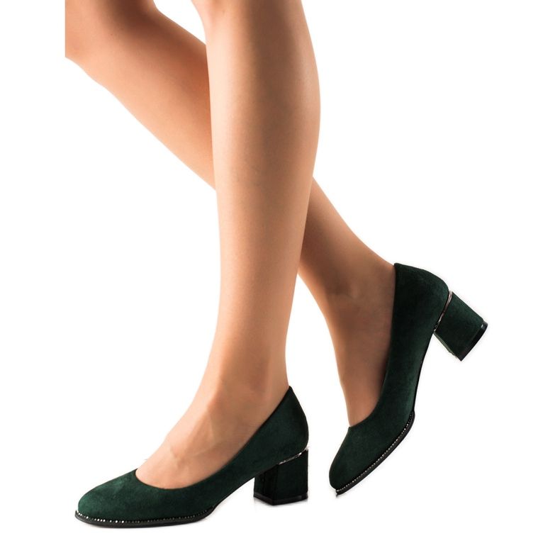 Sabatina Escarpins en daim avec zircone cubique vert