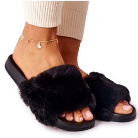 PH1 Pantoufles En Caoutchouc Avec Fourrure Emmie Noire