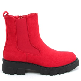Bottines Chelsea en daim rouge Hege