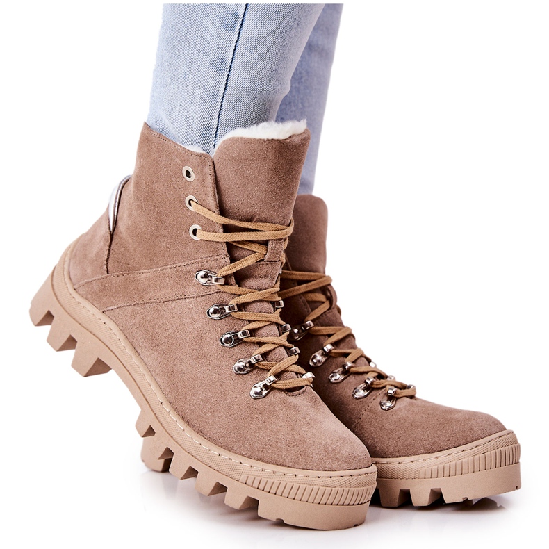 PF1 Bottes en daim chaudes Sand Tempête de sable beige