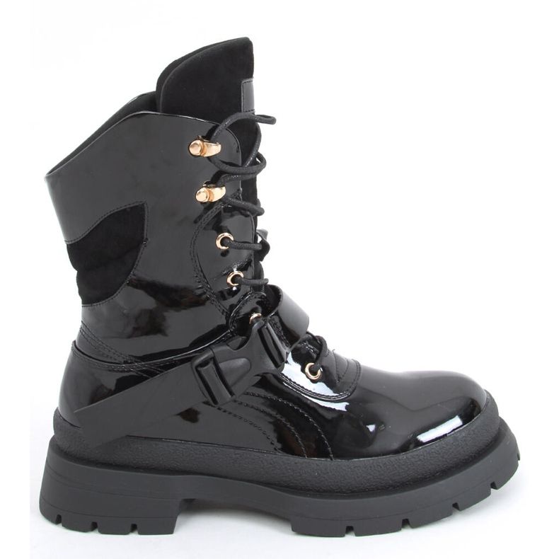 Boots Jens Black vernies militaires le noir Boots Jens Black vernies militaires le noir