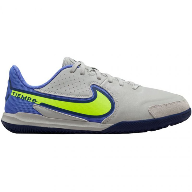 Nike Tiempo Legend 9 Academy Ic Jr DA1329 075 chaussures de football vert, bleu, gris / argent nuances de gris