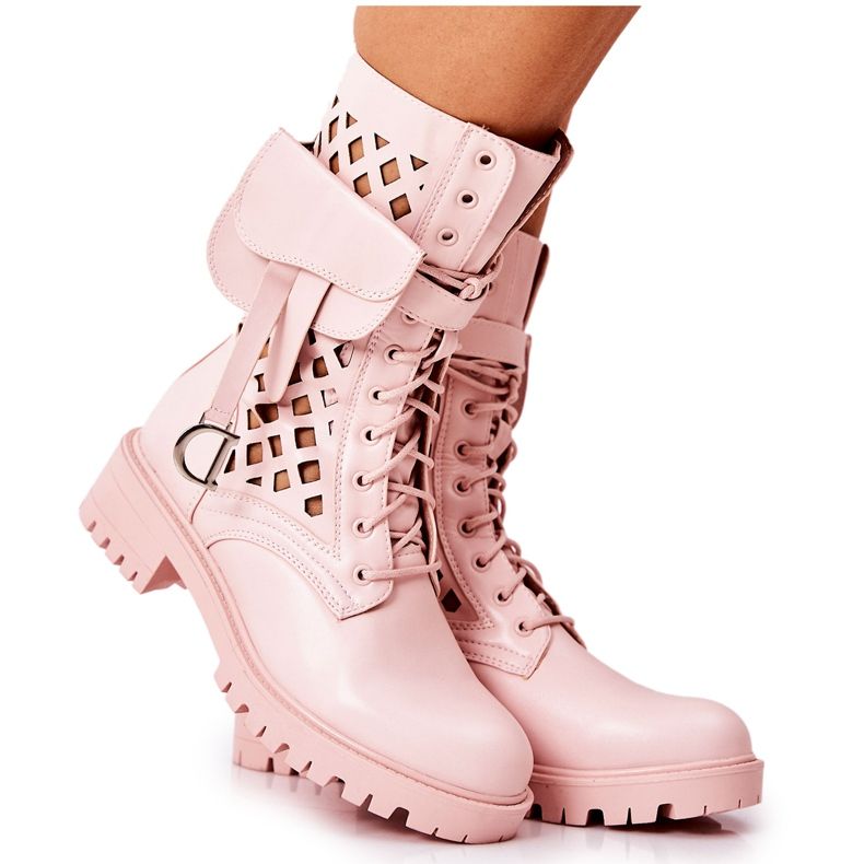 PS1 Boots ajourées avec le rein Pink Rock Star rose