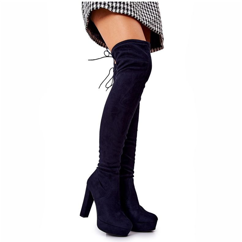 WS1 Bottines Talon Daim Bleu Marine Minesa