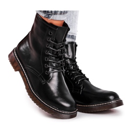 EVE Bottines Femme Bottines Trappeurs Laquées Marita Noir le noir