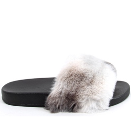 Pantoufles Emy Black en fourrure ombrée le noir gris