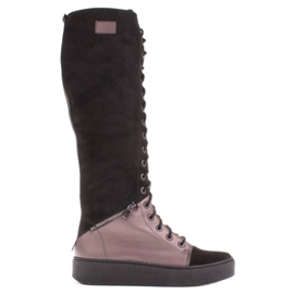 Marco Shoes Bottines à lacets avec fermetures éclair décoratives brun noir