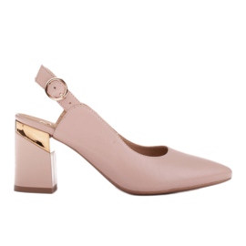 Marco Shoes Escarpins beiges avec empiècement talon doré rose Marco Shoes Escarpins beiges avec empiècement talon doré rose