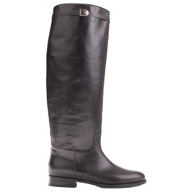 Marco Shoes Bottes en cuir pour un mollet large le noir