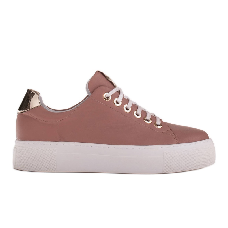 Marco Shoes Baskets femme en cuir véritable sur semelle épaisse rose d'or Marco Shoes Baskets femme en cuir véritable sur semelle épaisse rose d'or