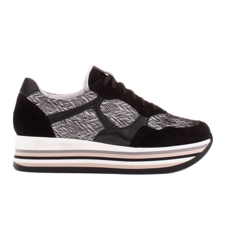 Marco Shoes Baskets sur semelle épaisse en cuir naturel blanche le noir Marco Shoes Baskets sur semelle épaisse en cuir naturel blanche le noir