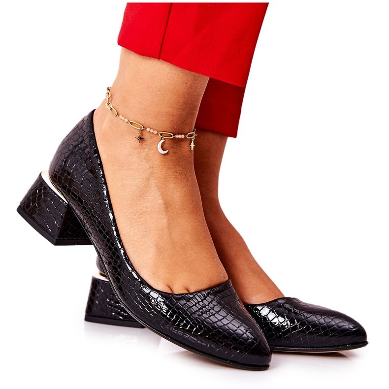 Lewski Shoes Escarpins Cuir Serpent Lewski 3118 Noir le noir