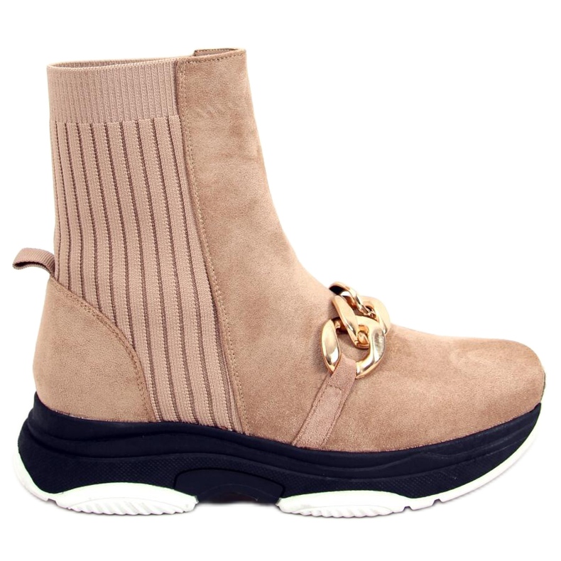 Bottines chaussettes avec chaîne Simma LT.KHAKI beige