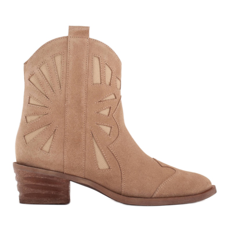 Marco Shoes Bottes de cowboy en daim naturel beige