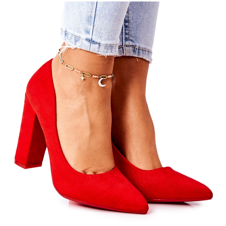 WS1 Escarpins en daim sur une barre rouge Valoris