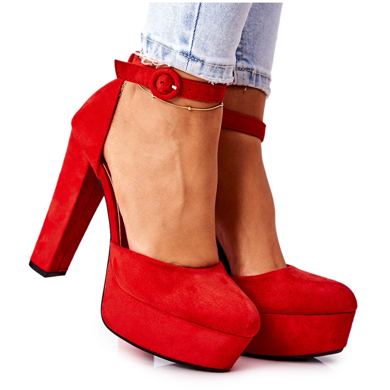 WS1 Escarpins sur une plate-forme en daim rouge Netel Post
