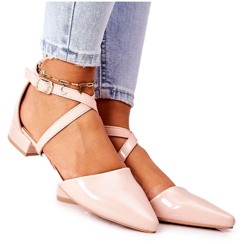 WS1 Escarpins Vernis À Talons Bas Beige Giovanna