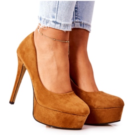 Talons classiques en daim sur plateforme Silly camel brun