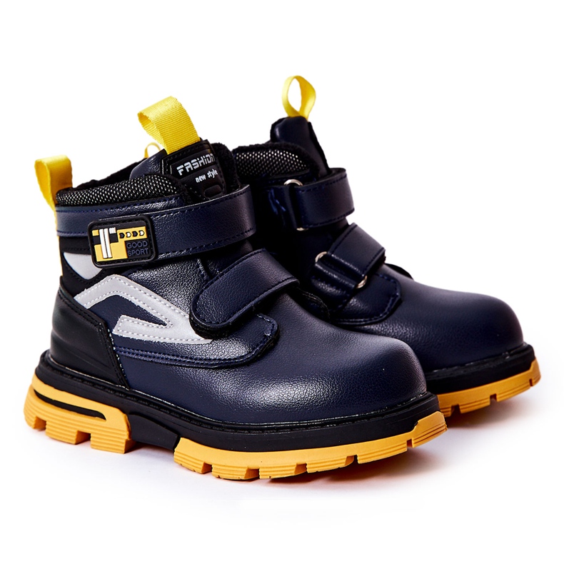 PJ2 Bottines Chaudes Enfant Avec Velcro Bleu Marine Fruzio PJ2 Bottines Chaudes Enfant Avec Velcro Bleu Marine Fruzio