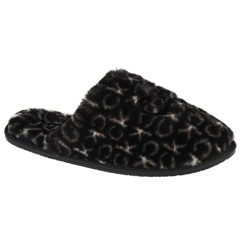 Pantoufles Calvin Klein Slipper Mule Fur Mono HW0HW00536-0GK le noir