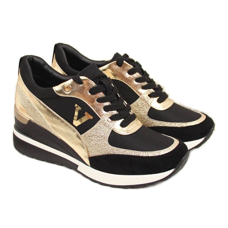 Baskets compensées Vinceza W WM747B noir et or le noir d'or